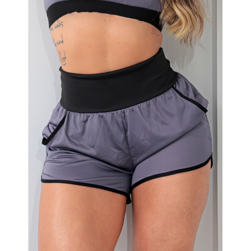 Short Fitness Feminino sem Forro em Dry Fit com Bolsos para Academia