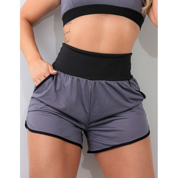 Short Fitness Feminino sem Forro em Dry Fit com Bolsos para Academia