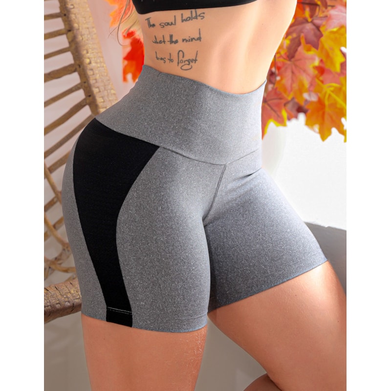 Short Fitness Feminino Suplex Para Academia com Recortes Laterais