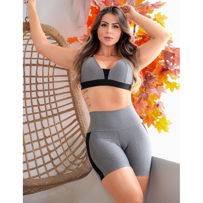Conjunto Fitness Feminino Academia Short e Top com Bojo