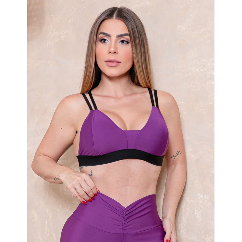 Conjunto Feminino Fitness com Calça Empina Bumbum e Top com Bojo Removível