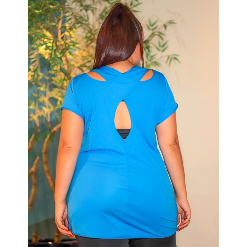 Camiseta Feminina Mullet Plus Size Alongada Dry Fit Filtro UV 50