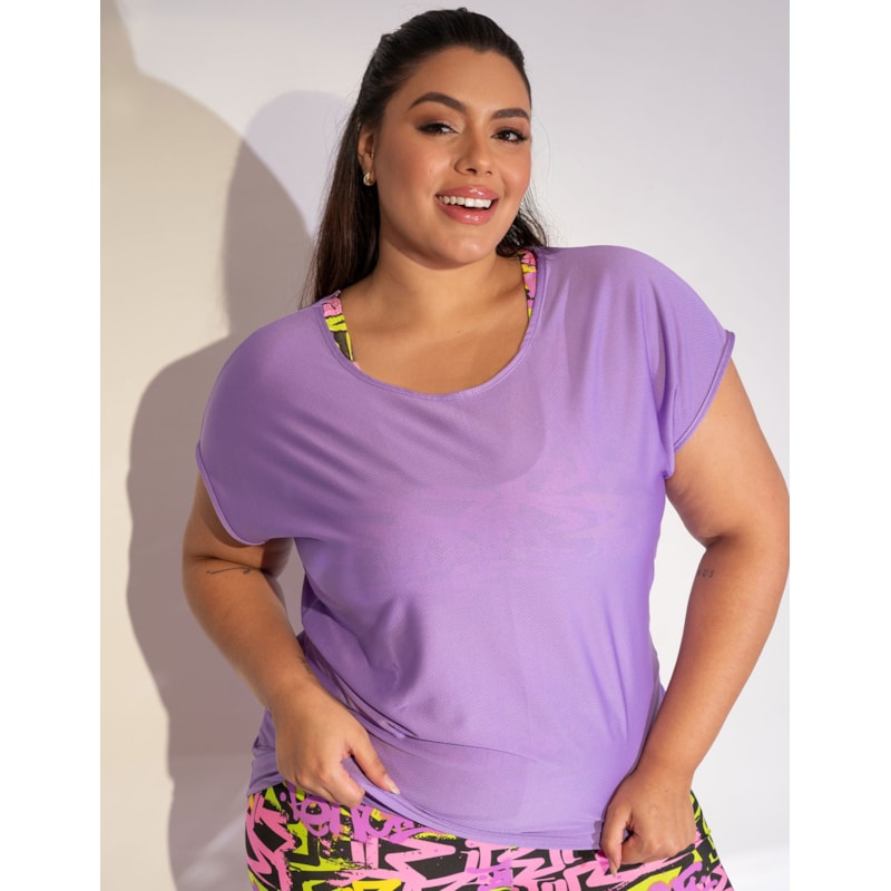 T-Shirt Feminina Plus Size Esportiva Fitness em Dry Fit