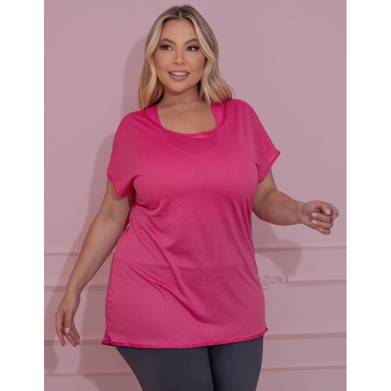 Camiseta Feminina Fitness Plus Size para Academia em Dry Fit Furadinho