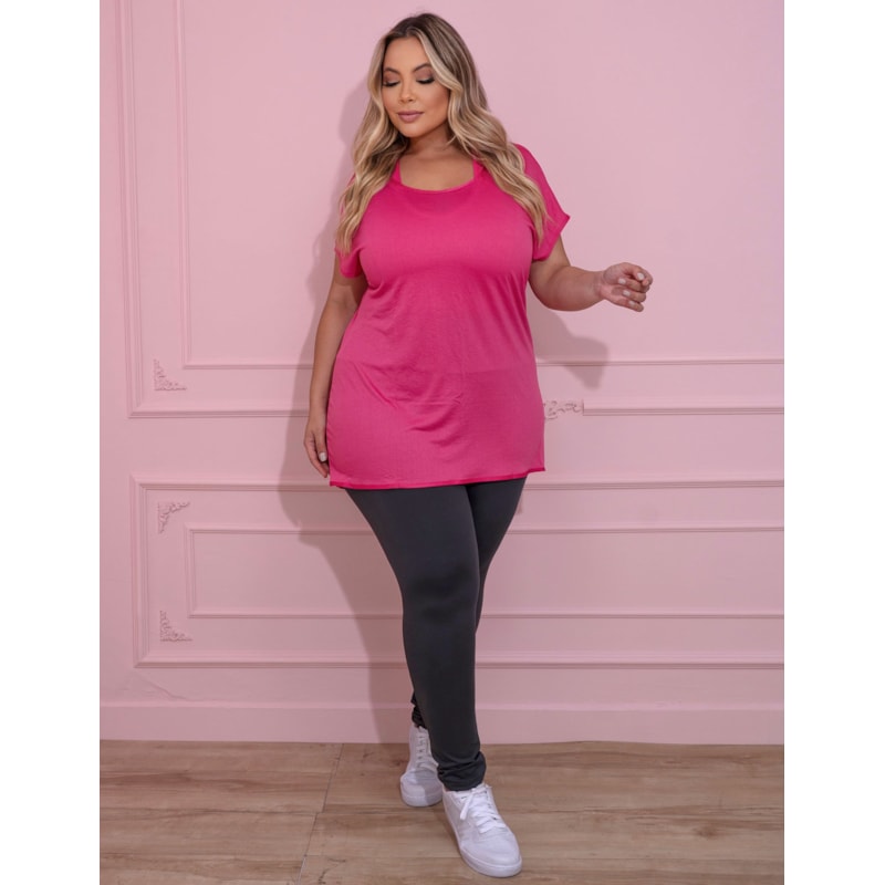 Camiseta Feminina Fitness Plus Size para Academia em Dry Fit Furadinho
