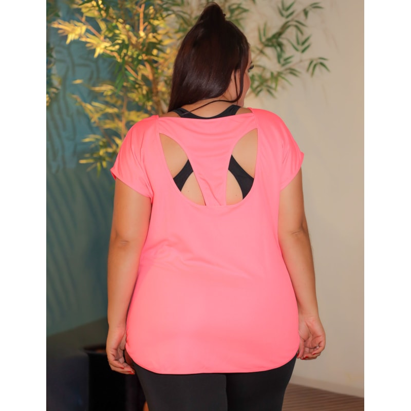 Camiseta Plus Size Para Academia Fitness Feminina em Dry Fit Furadinho