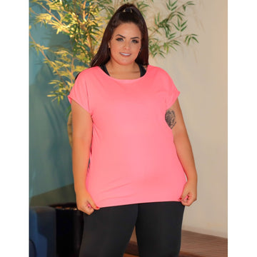 Camiseta Plus Size Para Academia Fitness Feminina em Dry Fit Furadinho