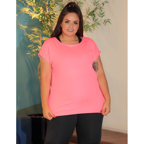 Camiseta Plus Size Para Academia Fitness Feminina em Dry Fit Furadinho