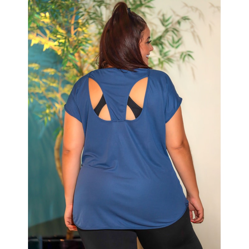 Blusa Feminina para Academia Plus Size Fitness Feminina em Dry Fit Furadinho