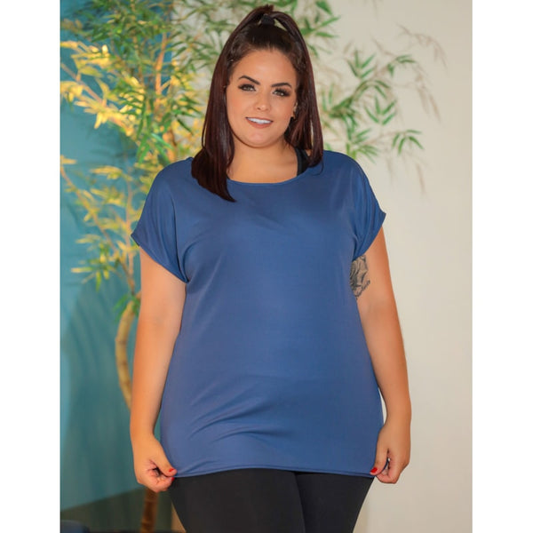 Blusa Feminina para Academia Plus Size Fitness Feminina em Dry Fit Furadinho