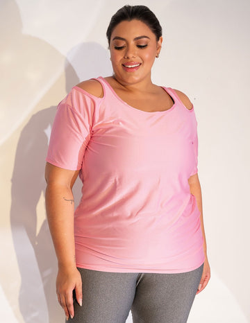 Camisa Esportiva Feminina Plus Size em Dry Fit Seca Rápido