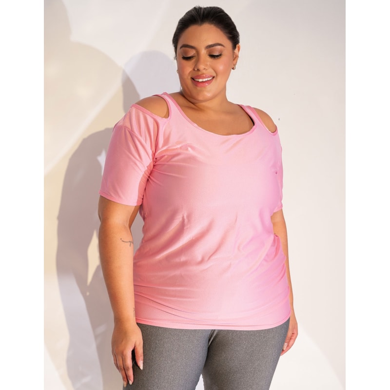 Camisa Esportiva Feminina Plus Size em Dry Fit Seca Rápido