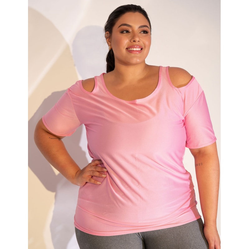 Camisa Esportiva Feminina Plus Size em Dry Fit Seca Rápido
