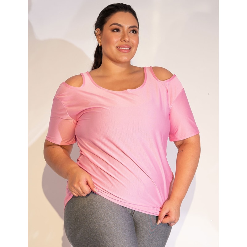 Camisa Esportiva Feminina Plus Size em Dry Fit Seca Rápido