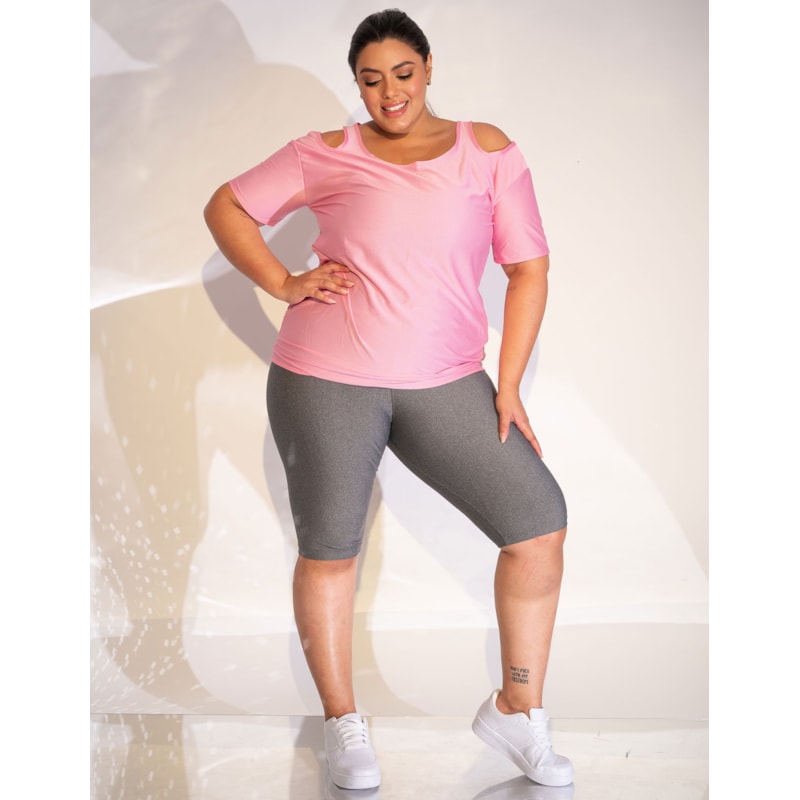 Camisa Esportiva Feminina Plus Size em Dry Fit Seca Rápido