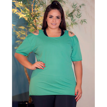 Camisa Plus Size Feminina para Academia  em Dry Fit Furadinho