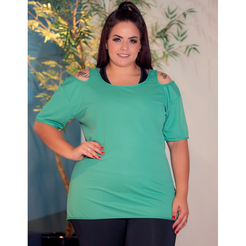 Camisa Plus Size Feminina para Academia  em Dry Fit Furadinho