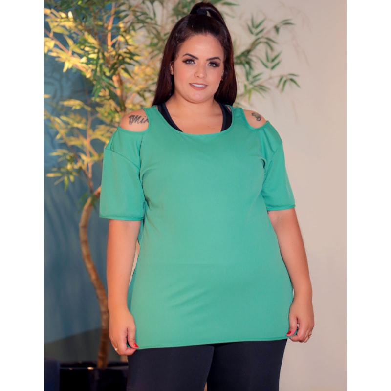 Camisa Plus Size Feminina para Academia  em Dry Fit Furadinho