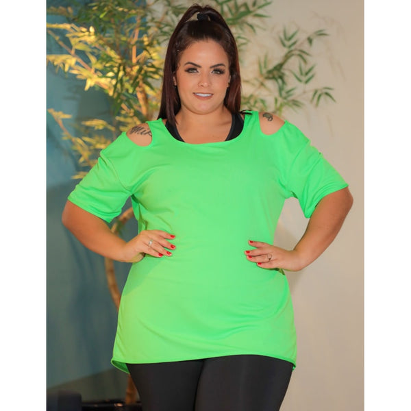 Blusa Fitness Academia Plus Size Fitness Feminina em Dry Fit