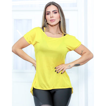 Blusa Fitness Feminina Com Manguinhas em Dry Fit para Academia
