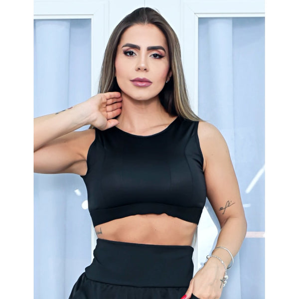 Cropped Top Dry Fit Feminino Running sem Bojo