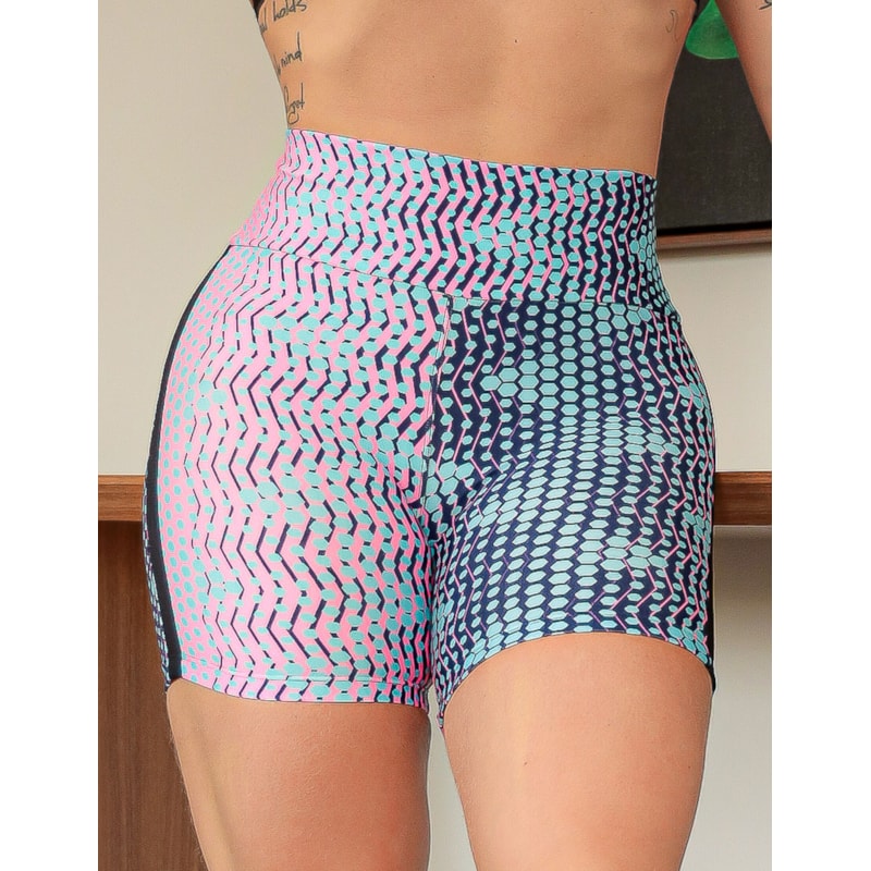 Short Estampado Feminino para Academia com Tela nas Laterais