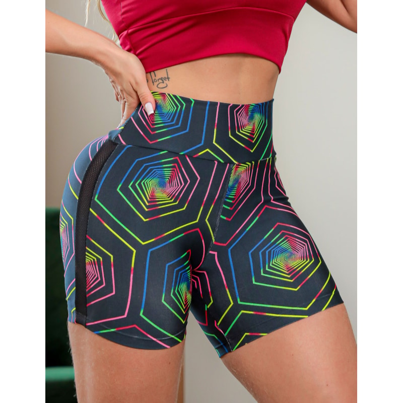 Short para Academia Feminino com Recortes de Tela nas Laterais