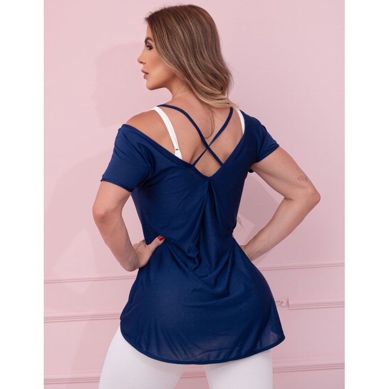 Blusa Mullet Academia Feminina Seca Rápido Com Manguinhas Dry Fit