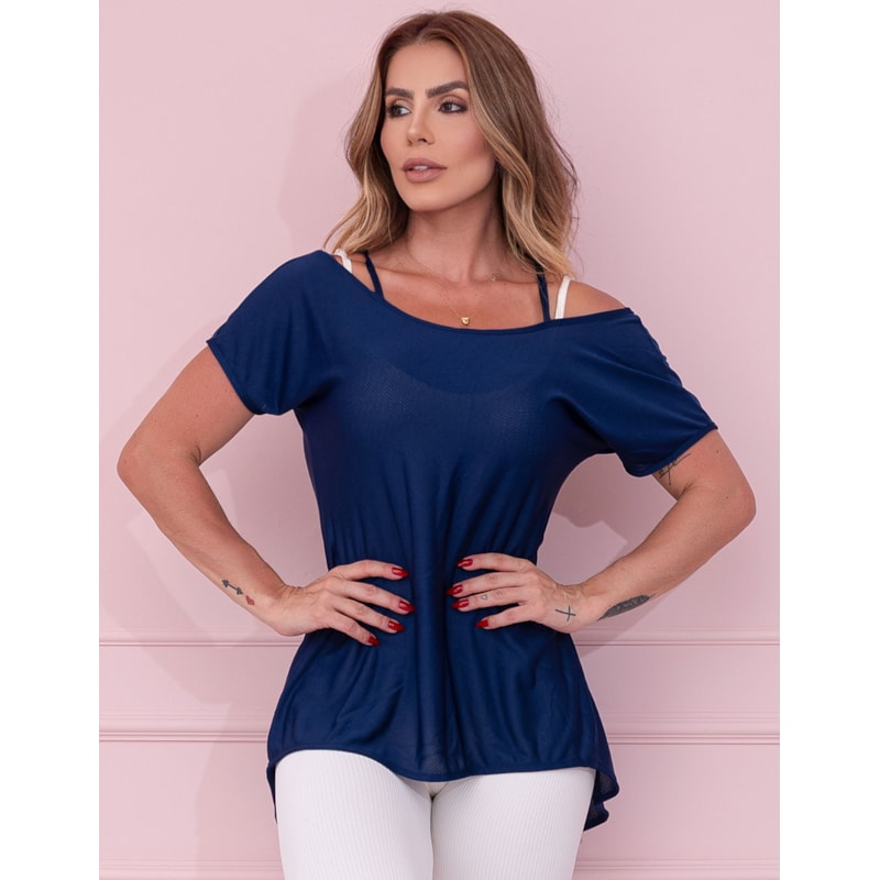 Blusa Mullet Academia Feminina Seca Rápido Com Manguinhas Dry Fit