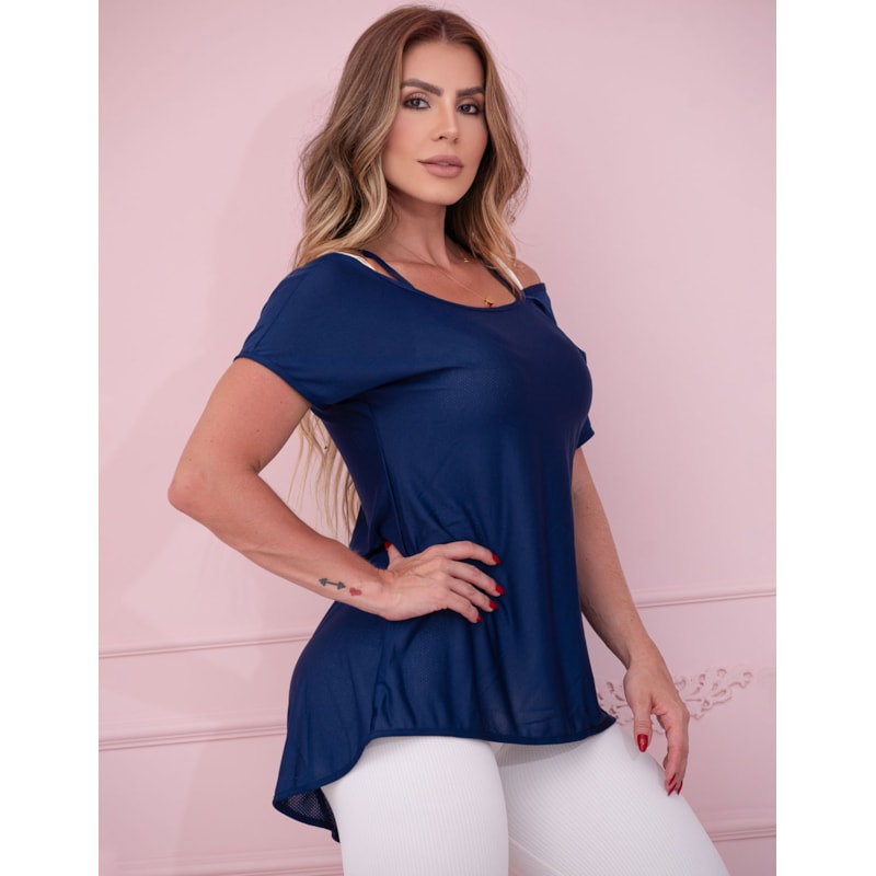 Blusa Mullet Academia Feminina Seca Rápido Com Manguinhas Dry Fit