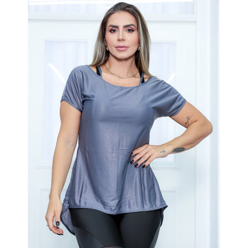 Blusa Mullet Feminina com Manguinhas Dry Fit Seca Rápido