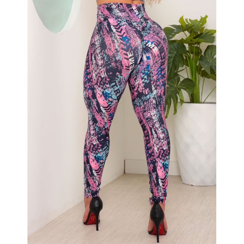 Conjunto Feminino para Academia Estampado Cropped com Bojo e Calça Empina Bumbum