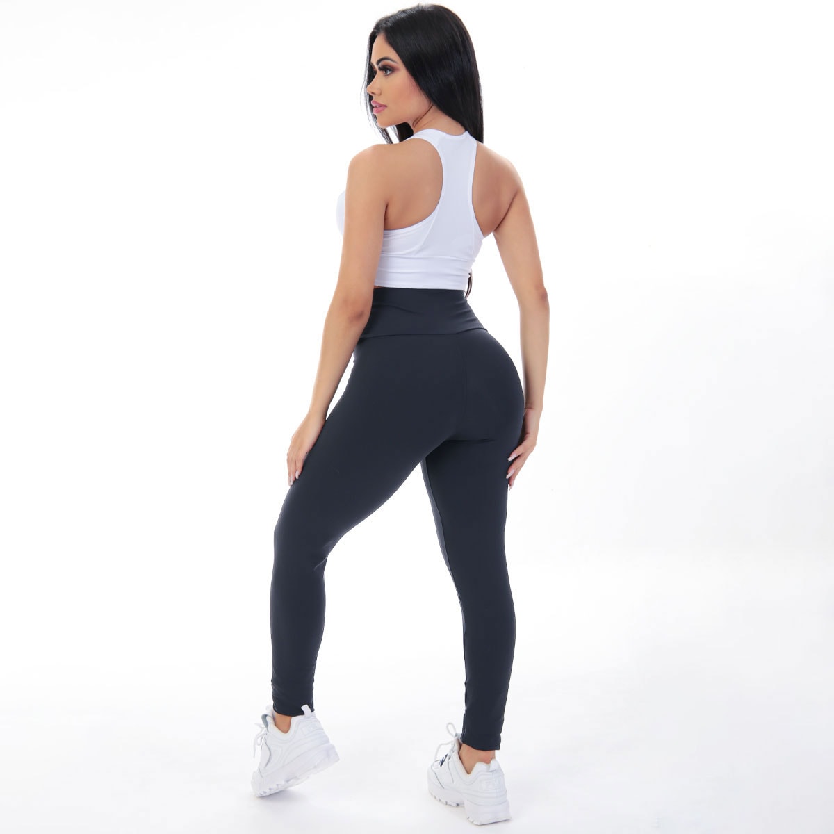 Conjunto Fitness Feminino com Calça Legging e Cropped com Bojo
