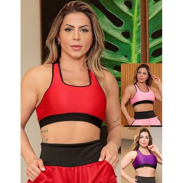 Kit 3 Tops para Academia Feminino com Bojo Removível em Dry Fit