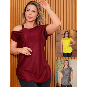Kit 3 Blusas Fitness Feminina em Dry Fit Ombro Só para Academia