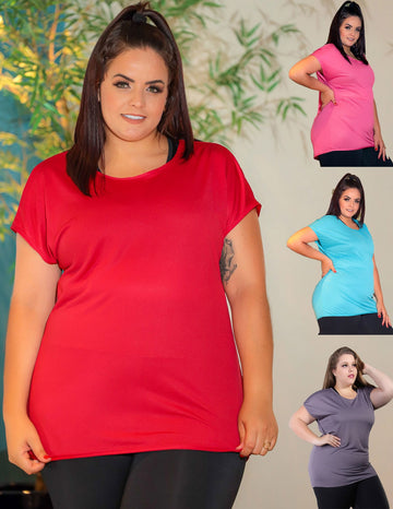 Kit 4 Blusas Fitness Feminina Plus Size para Academia em Dry Fit