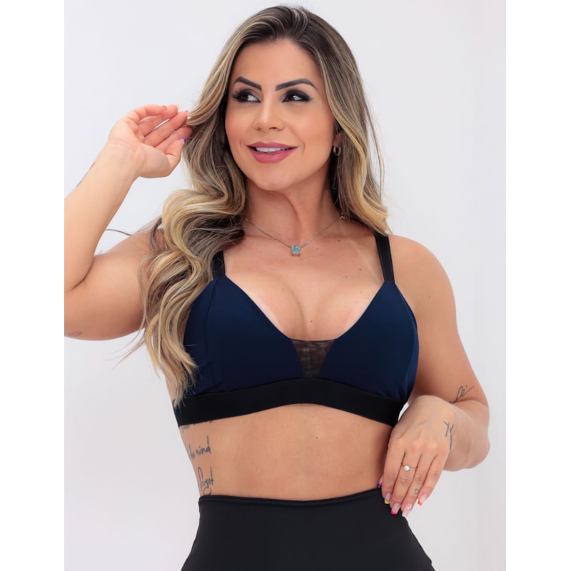 Conjunto Esportivo Feminino Short Estampado com Bolsos e Top com Bojo
