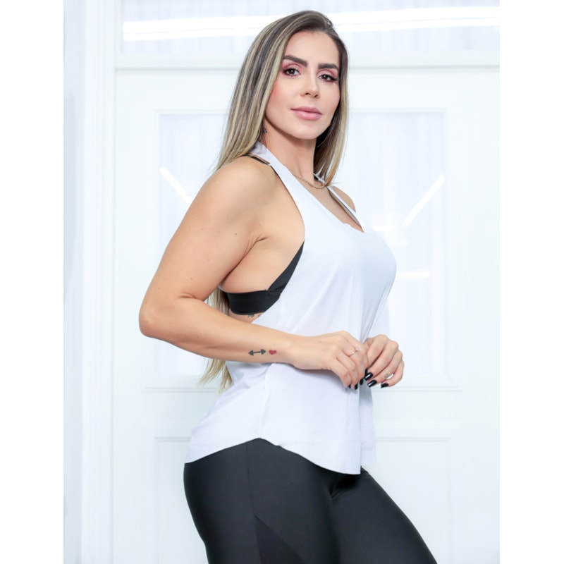 Camiseta Regata Feminina Estilo Nadador Fitness Para Academia