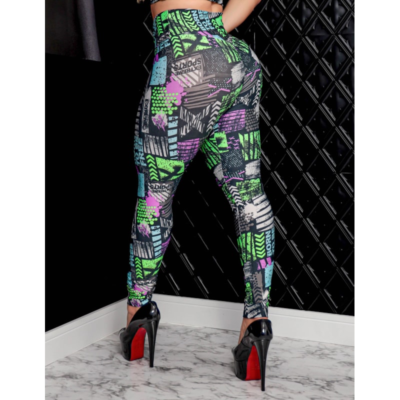Calça Legging Esportiva Feminina Estampada Empina Bumbum