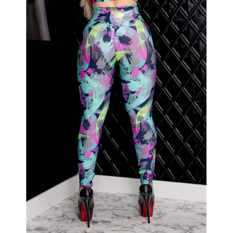 Calça Legging Estampada Esportiva Feminina Empina Bumbum Academia