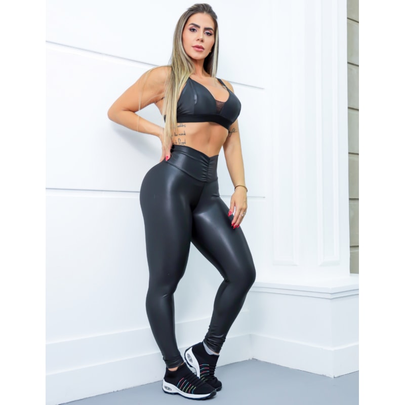 Conjunto Fitness Feminino Calça Empina Bumbum e Top com Bojo Removível
