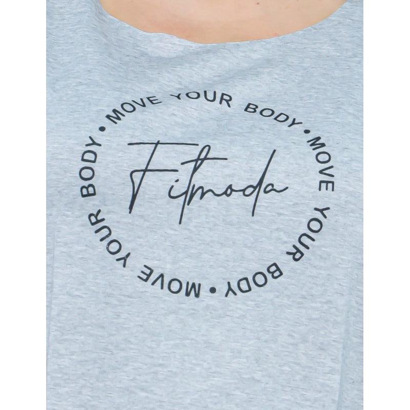 Cropped Camiseta Feminina Com Manguinhas e Estampa - MOVE YOUR BODY