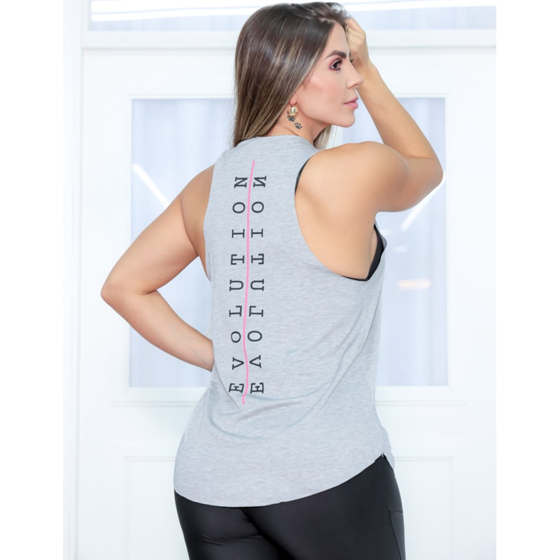 Camiseta Regata Feminina Para Academia Estilo Nadador com Estampa - EVOLUTION