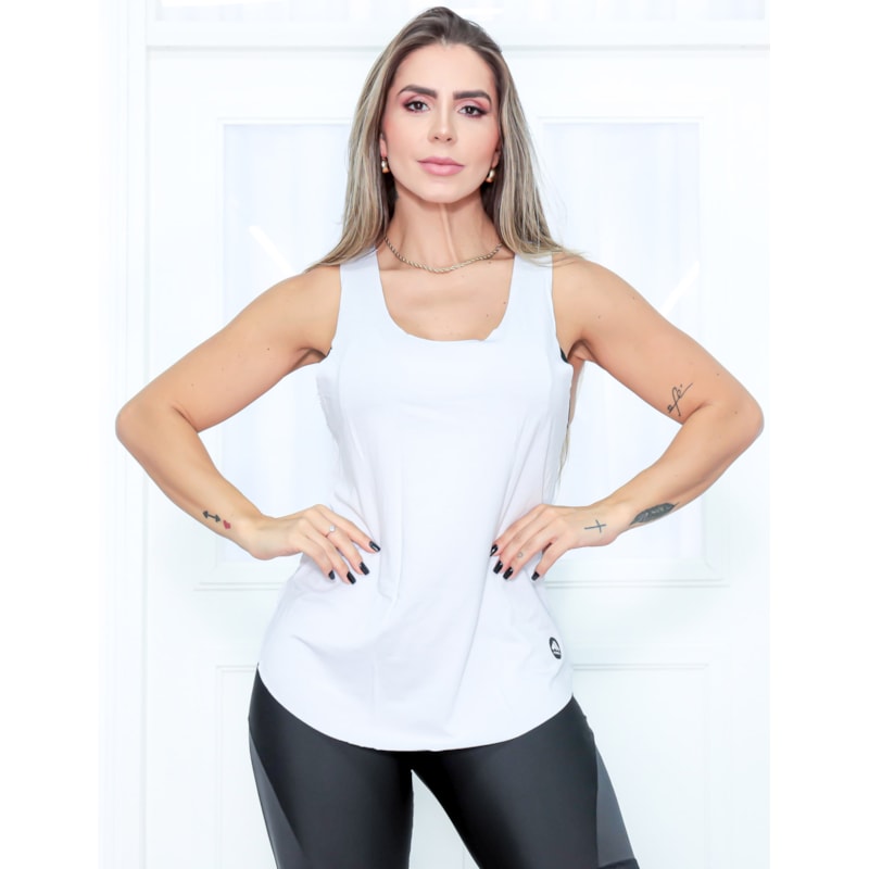 Camiseta Fitness Academia Regata Esportiva Nadador com Estampa Feminina - EVOLUTION
