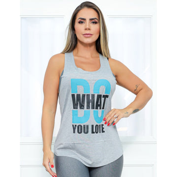 Blusa Regata Feminina Mullet Fitmoda com Estampa - WHAT DO YOU LOVE