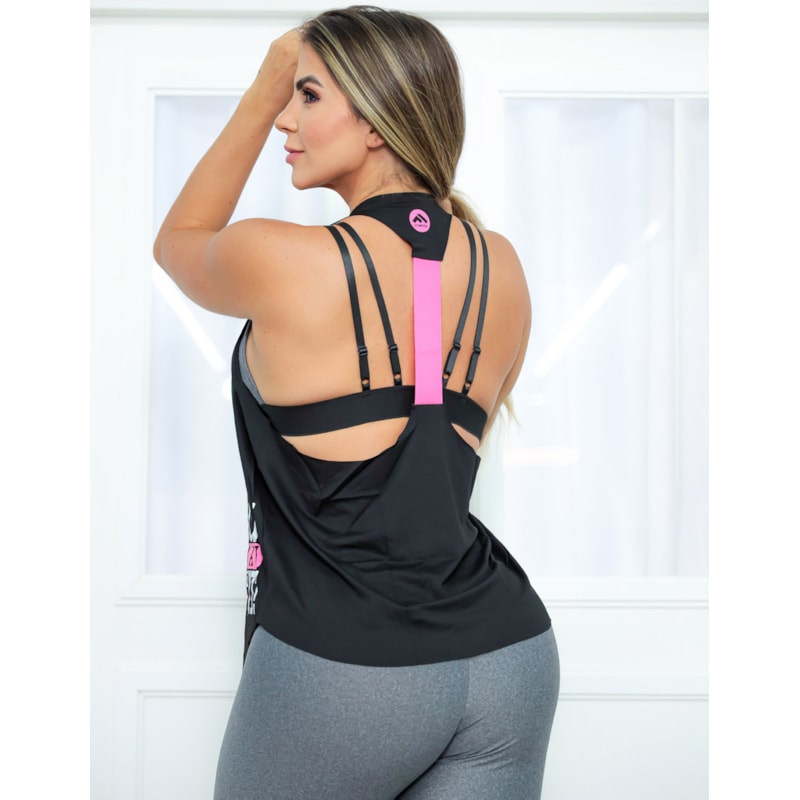 Regata Feminina para Academia Estilo Nadador com Estampa - YOU CAN DO IT