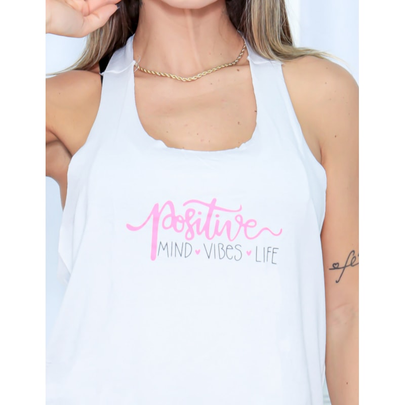 Camiseta Regata Feminina de Academia Estilo Nadador com Estampa - POSITIVE