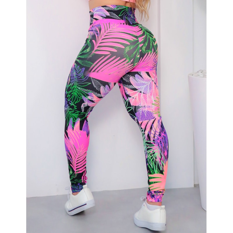 Conjunto Feminino Fitness com Calça Legging Cintura Alta e Cropped sem Bojo