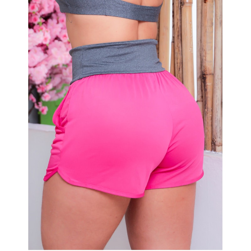 Short Fitness Feminino em Dry Fit com Bolsos e Cintura Alta