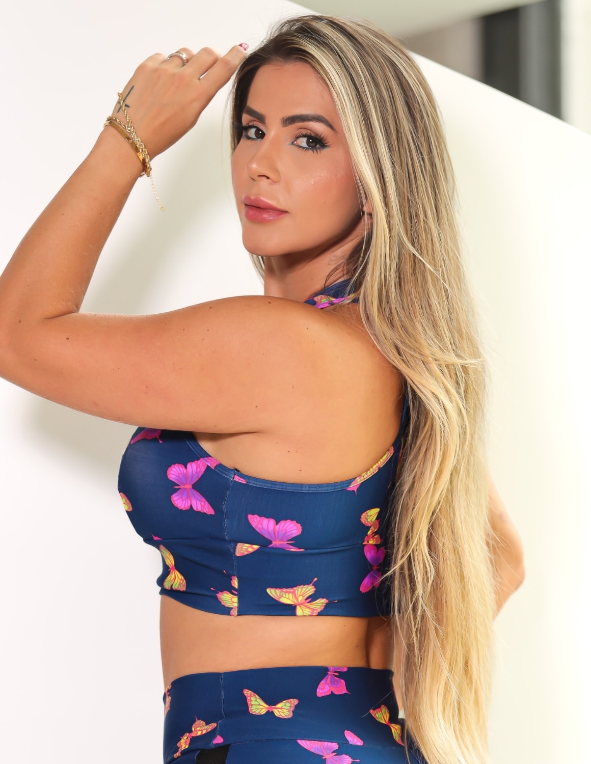 Cropped Top Feminino Estampado para Ginástica com Bojo Removível